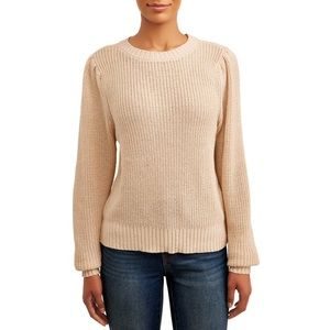 Time and Tru Puff Sleeve Crewneck Sweater